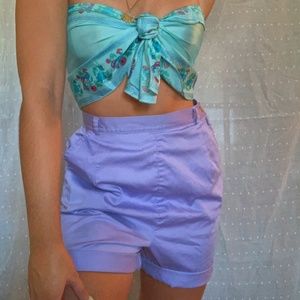 Handmade vintage purple super high waisted shorts